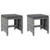 4 Piece Garden Chair and Footstool Set Grey Poly Rattan