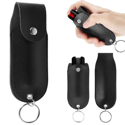 Bolsa para Spray de Pimenta Coldre de Couro PU para Spray de Pimenta Porta-Spray de Pimenta Portátil Porta-Spray de Autodefesa Chaveiro de Couro
