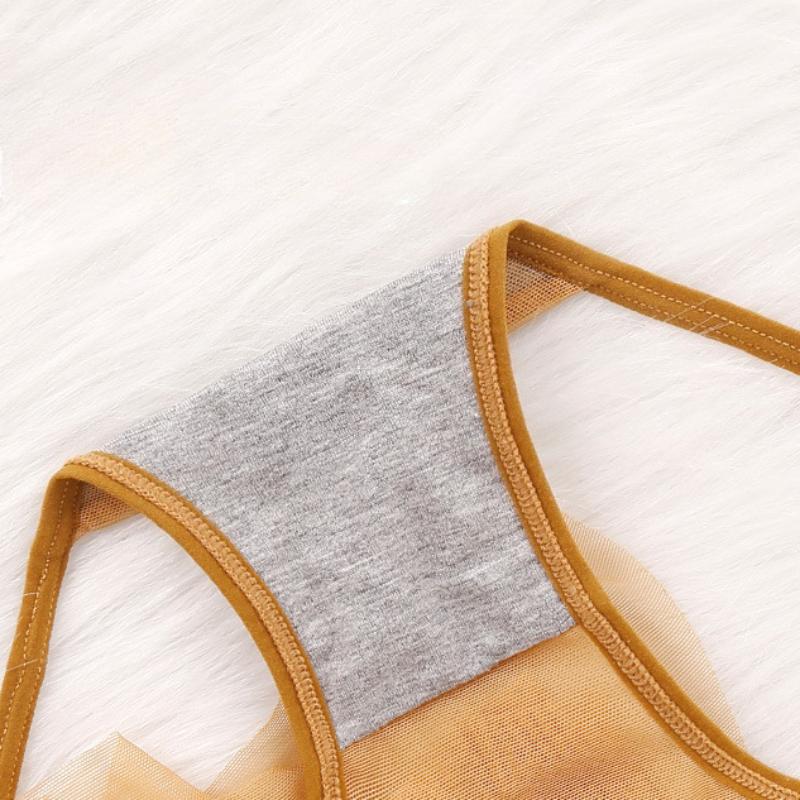 Erotic Bow Lace Thong Women Open Crotch Panties Sexy Transparent Lingerie Perspective Stretching Underwear