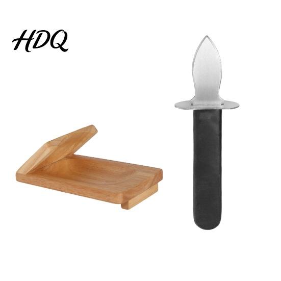 Portable Seafood Sheller Oyster Shucker Cutter with Clamp Stainless Steel Blade And Ergonomic Durable Shucking Kit Wood Base Design Non-slip Opener