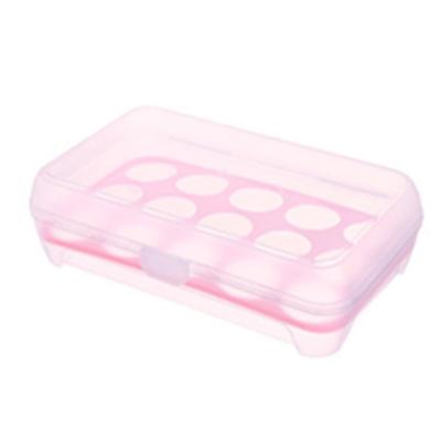 1 Stück Eieraufbewahrungshalter Box 15 Fächer Kunststofftablett Kühlschrank Eier Organizer(Rosa)