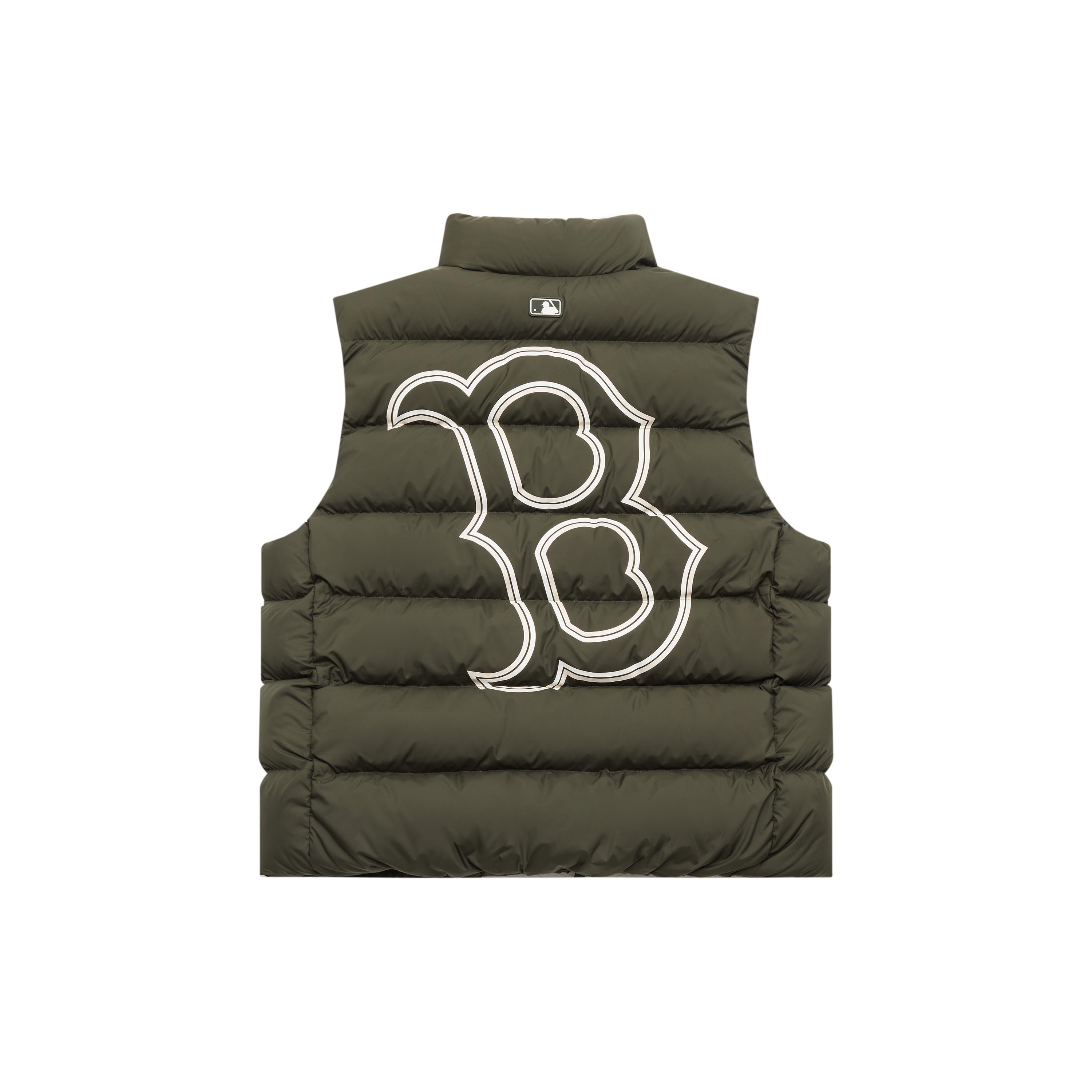 MLB Boston Red Sox Down Vests Unisex Olive Stand Collar Without Hood Moderate 3ADVB0336-43KAD M
