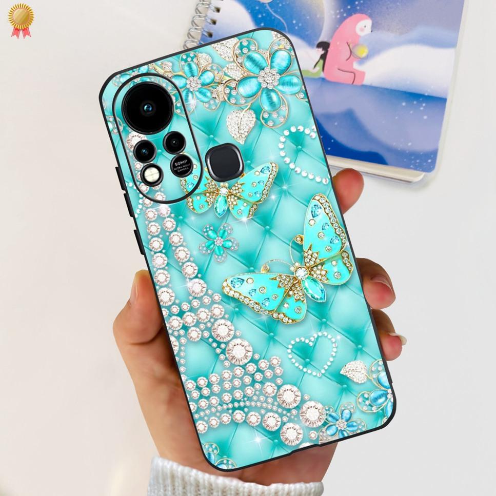 For Infinix Hot 11s Case Back Cover Clear Cute Cat Black Soft Silicone Coque For Infinix Hot11S Hot 11S Phone Case Bumper Fudna