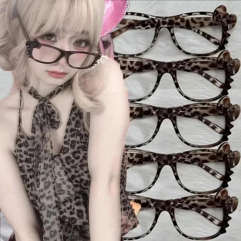 Kawaii Leopard Print Eyeglass Frame Accessories Cute Beauty Cartoon Anime  Vintage Eyeglass Frame Toys For Girls Gifts