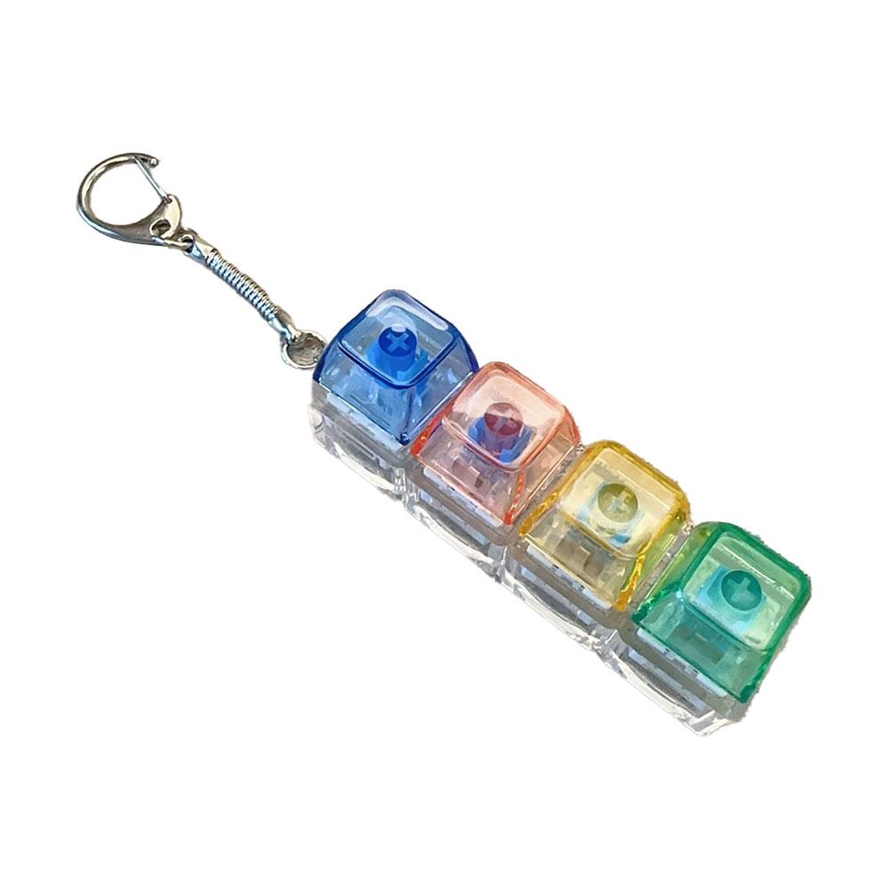 4 Keys Keyboard Decompression Toys Keychain Colorful Keyboard Fidget Toys With LED Lights For Adult Gifts To Stress Relief