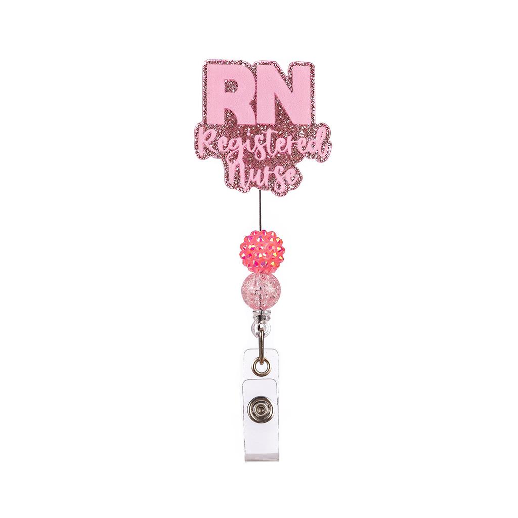 Badge Holder Glitter Beaded Badge Reel Alligator Clip Id Holder Acrylic Name Tag Clip For Office School Student