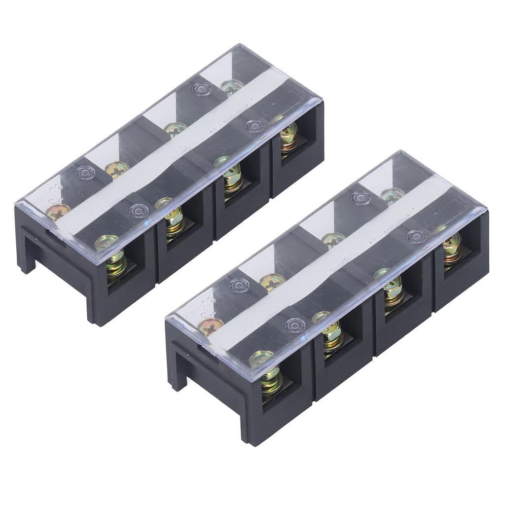 Terminal Strip Dual Rows High Current Screw Terminal Block with Cover 600V 60A 2pcs 4 Position