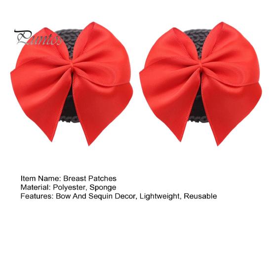 1 Pair Chest Patches Anti-exposure Bow And Sequin Decor Nipple Covers Reusable Lightweight Nipple Stickers Couple Sex Product for Parties And Dates