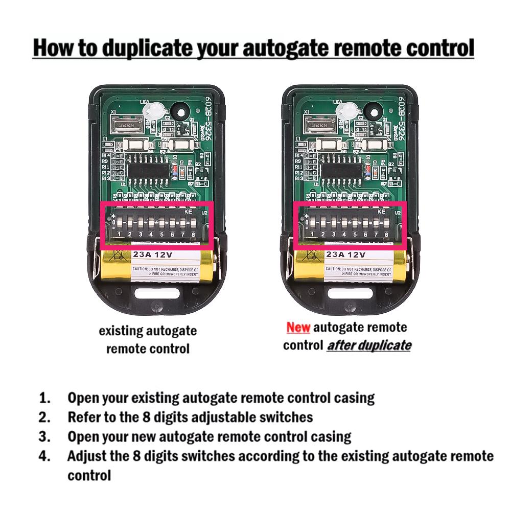 433MHz 330MHz  2 Keys RF Wireless Remote Control 8 Dip Switch Auto Gate For Gate Garage Door Opener Universal Remote Control
