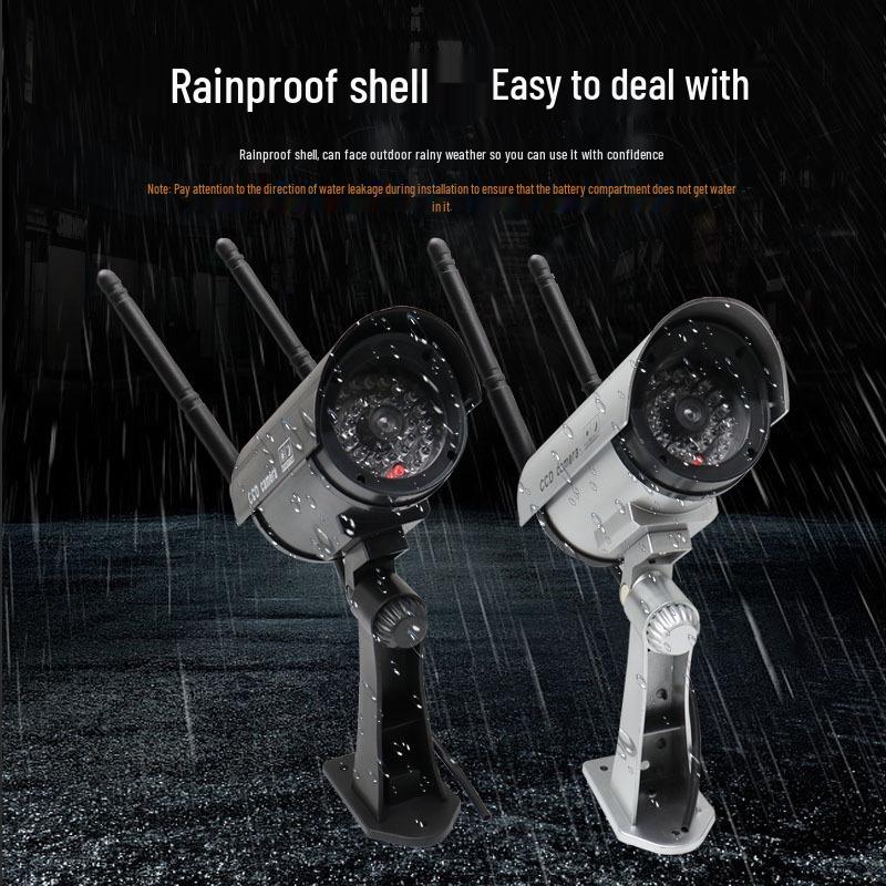 Outdoor Fake Surveillance Camera with Light - Simulated Security Probe