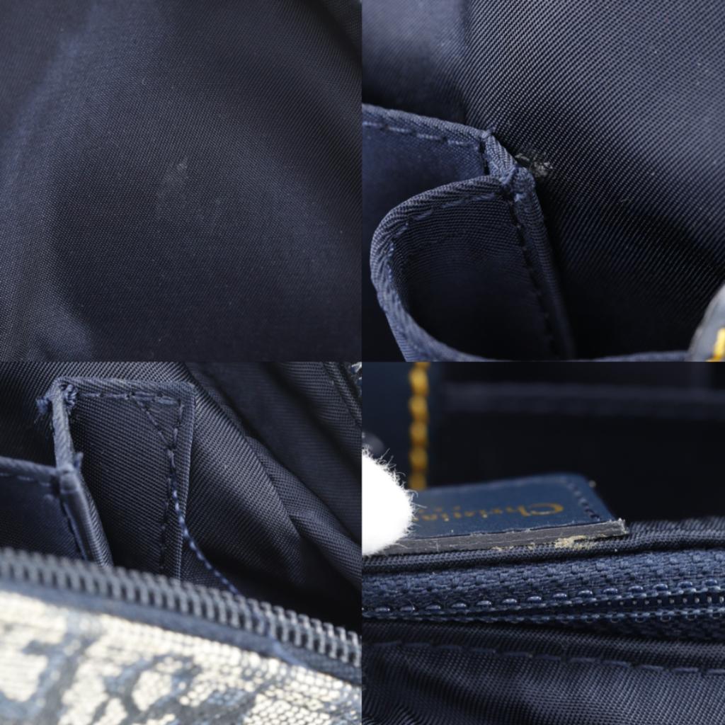 Dior Double saddle Handbag Trotter Navy blue canvas Women Used