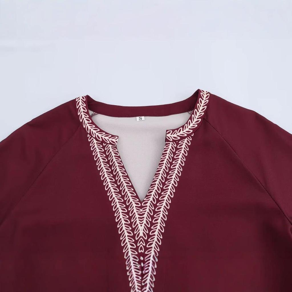 Spring 2025 Women's European & American Style V-neck Printed Long Sleeve Shirt