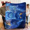 Cat in the Night 2D Flat Pattern Flannel Blanket High quality All Seasons Warmth and Comfort Perfect for Christmas Gifts.MMT0918268