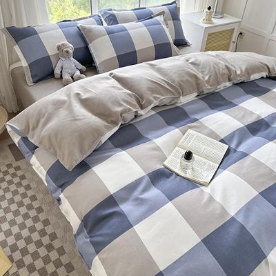 Thickened Abraded Four-piece Set of Simple Twill Sheets, Quilt Covers, Bedding