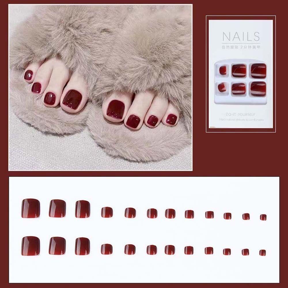 Luxury  False Toenails Rhinestone Fake Toenails Full Cover False Nails Short Nails Patch