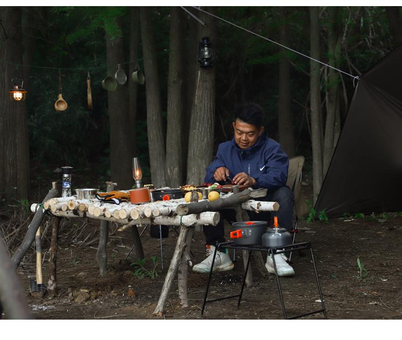 Portable Camping Cookware Set for 2-3 People - Includes Cookware, Teapot, and Utensils (DS-308)