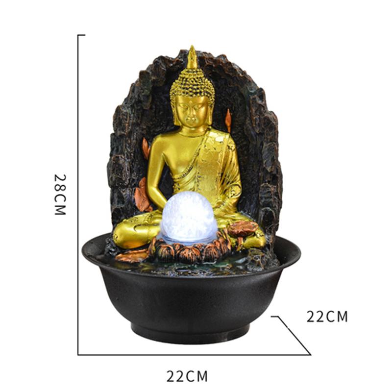 Handgefertigte Buddha-Statue Dekorative Brunnen Innenwasser Harz Handwerk Geschenke Feng Shui Schreibtisch Heimbrunnen 110V 220V