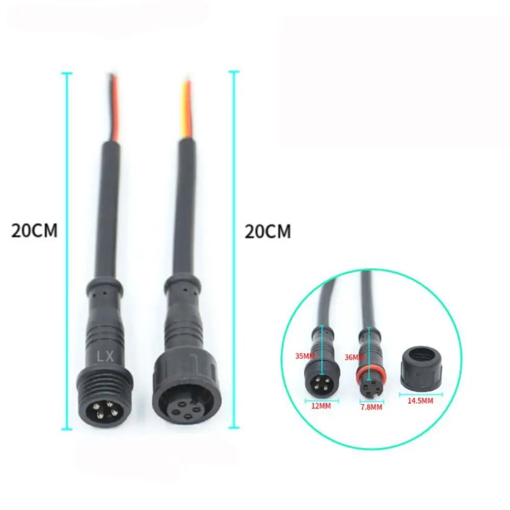 2Pin 3Pin 4Pin Jack Male To Female Led Connector 20CM Waterproof Wire Led Connector IP67 Black Cable Plug for LED Light Strips