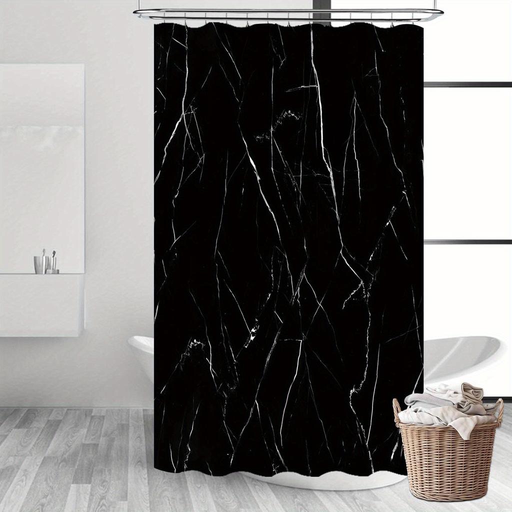 Tenda da Doccia Impermeabile Stampa Marmo Nero Rivestimento Vasca Antimuschio Accessori Bagno Contemporanei Design Interni Elegante