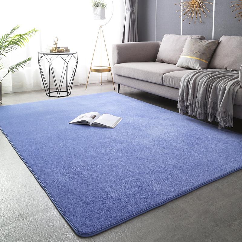 Solid Color Coral Fleece Carpet for Bedroom, Living Room, or Balcony - Full Coverage Mat for Bedside, Bay Window, or Coffee Table.