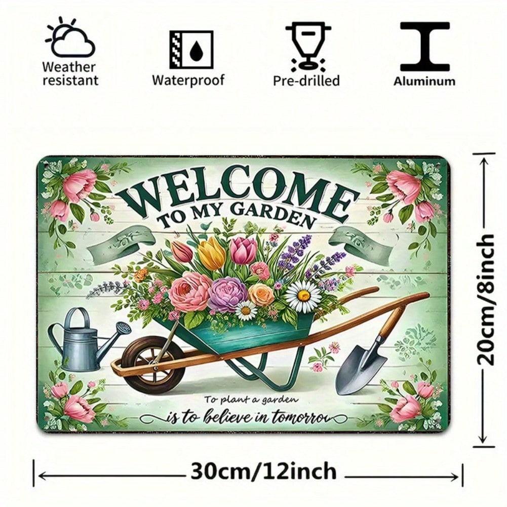 

Vintage Floral Garden Welcome Tin Sign 8x12 Inch Rustic Metal Wall Art for Outdoor Indoor Decor 20x30 різнокольоровий