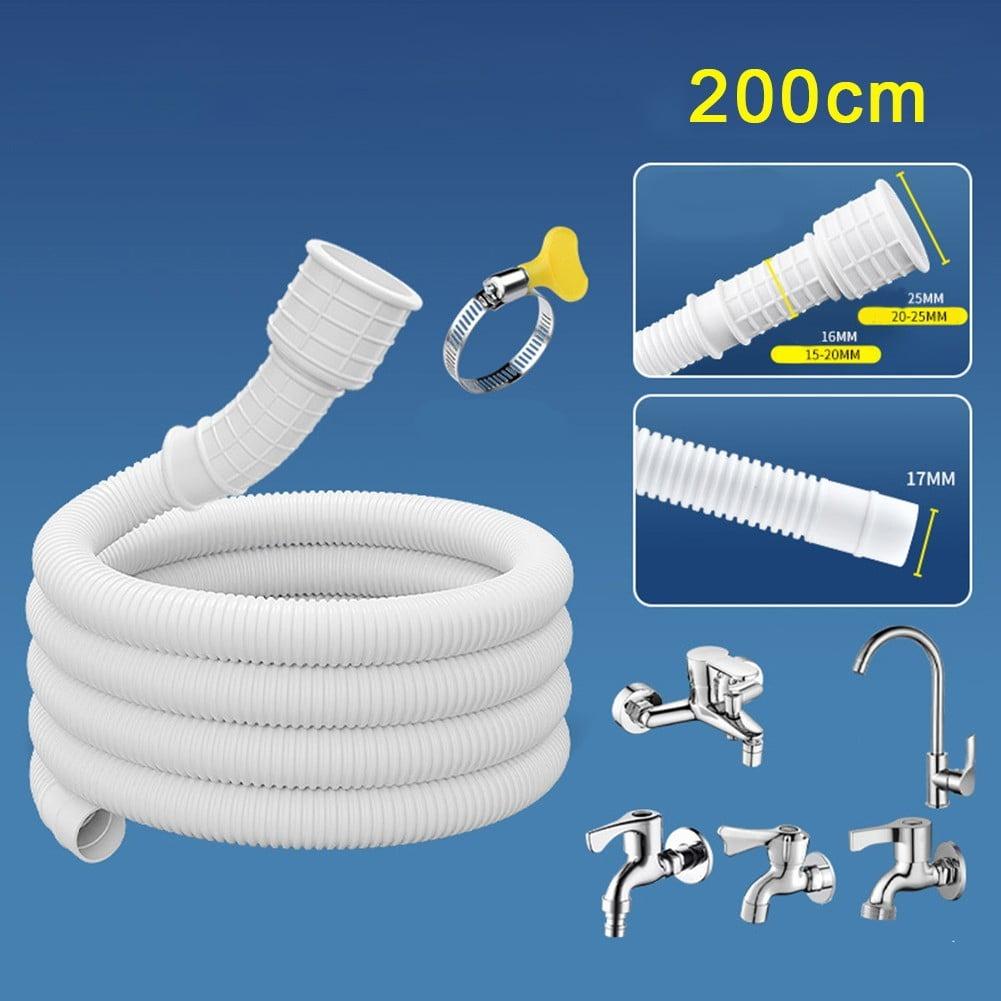 2M White Drain Hose Pipe Inlet Extension Tube Drainpipe for Faucet Accessories Washing Machine Water Pipe Home Improvement