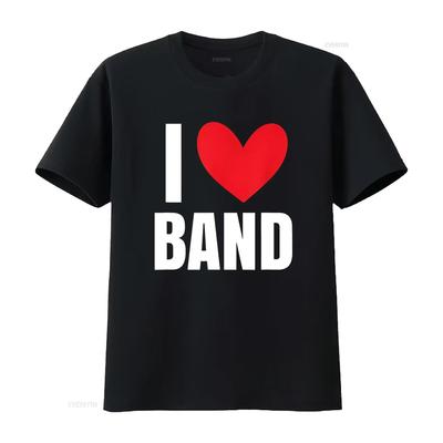 Ich Liebe Band Herz Musikplayer Instrumente Marsch Rock T-Shirt vintage Gewaschenes Oberteil Für Den Alltag Atmungsaktiv mode homme