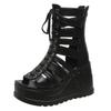 Sale Ladies 9.5CM Wedge Sandals Fashion High Heels Goth Punk Summer Casual Platform Shoes Ladies Comfort Lace Up Zipper Buckle