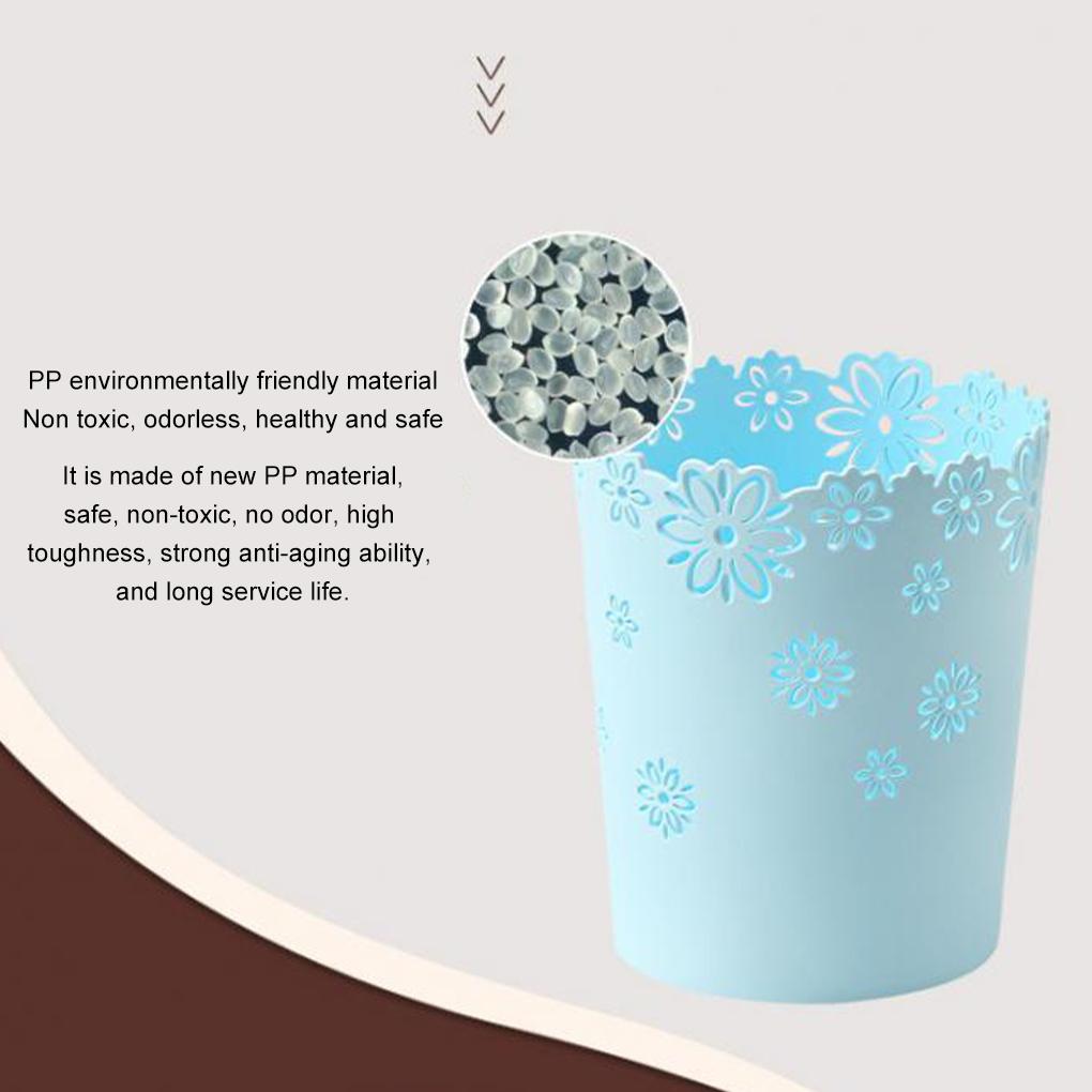 PP Environmentally Friendly Trash Bin Safe And Non-Toxic Simple Cute Wastebasket Hollow Flower Shape Plastic Wastepaper Baskets