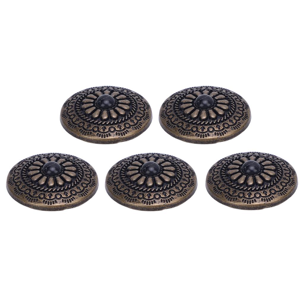 5 Sets Screw Back Button 30mm Round Shape Antique Bronze Black Turquoise Conchos with 4.5mm Screws F