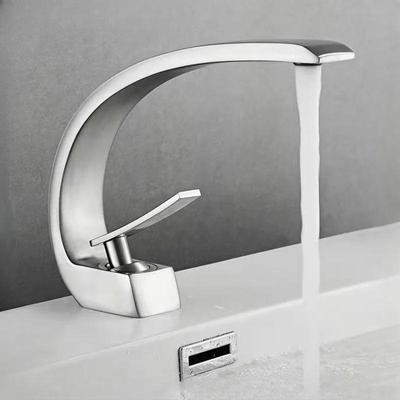 1pcs New Gold Single Handle Bathroom Sink Faucet, Long Neck Elegant Design Single Hole Lavatory Faucet Basin Mixer Tap