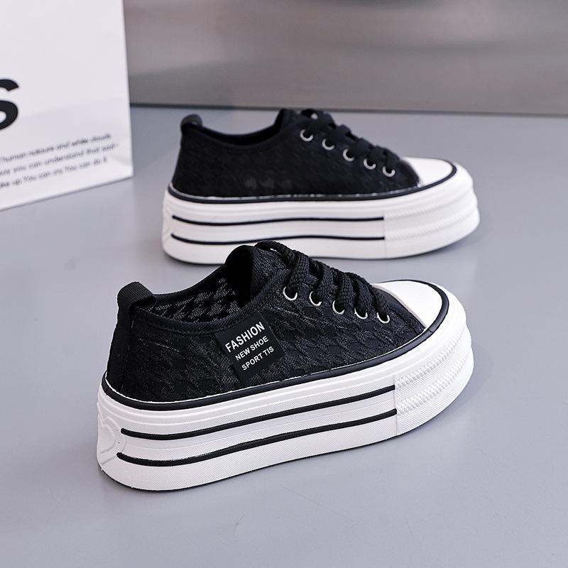 Thick-soled Heightening Little White Shoes Women's Niche Design Spring and Summer 2025 New Mesh Breathable Board Shoes Women KT-291