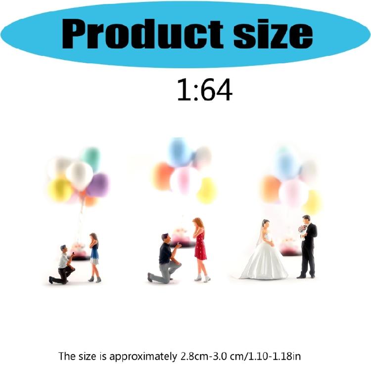 Lovely Tiny Couple Figurines 1:64 Proportion Realistic Resin Models Collectible Figurine for Wedding Cake Decorations
