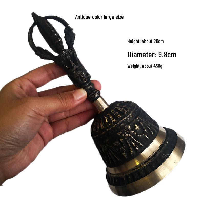 "Brass Hand Rattle with Five Bells for Home or Shop Use"