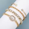 4 Stück Strass-Armbänder für Frauen, mehrschichtig, stapelbar, offene Manschette, Wickelarmreif, verstellbare Glieder, kubanischer Punk-Schmuck für Frauen und Mädchen, Geschenk
