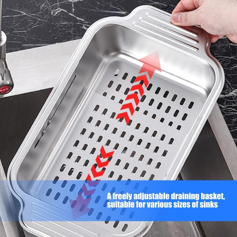Sink Drain Basket, 304 Metal Basket for Produce Cleaning, Cup Drying and Small Item Placement above the Sink for Everyday Kitchen Work