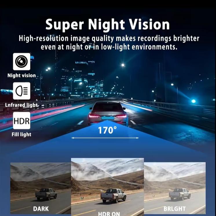 4 Channel Car Dash Cam.1080P Car DVR with 64GB Memory Card.Plug and Play,with Night Vision,24 Parking Mode Car DVR Front Rear Left And Right dashcam