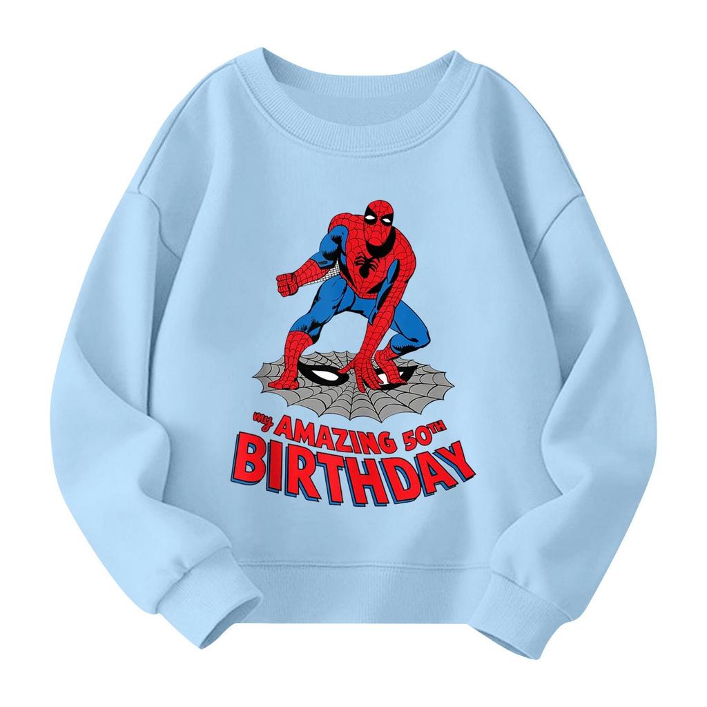 Boys and girls round neck plus velvet pullover printed top sweatshirt