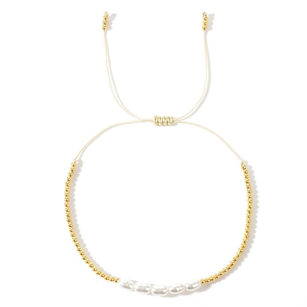 Niche Design Imitation Pearl & Gold Bead Bracelet: Luxurious, Versatile, Personalized Jewelry.