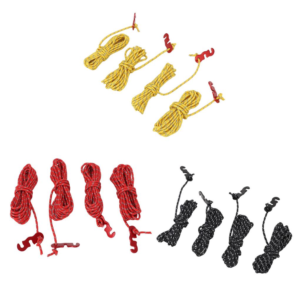 4Pcs Outdoor Camping Rope 9.8ft Nylon Wind Proof Reflective Strip Adjustable Length Tent Cord Tie Do