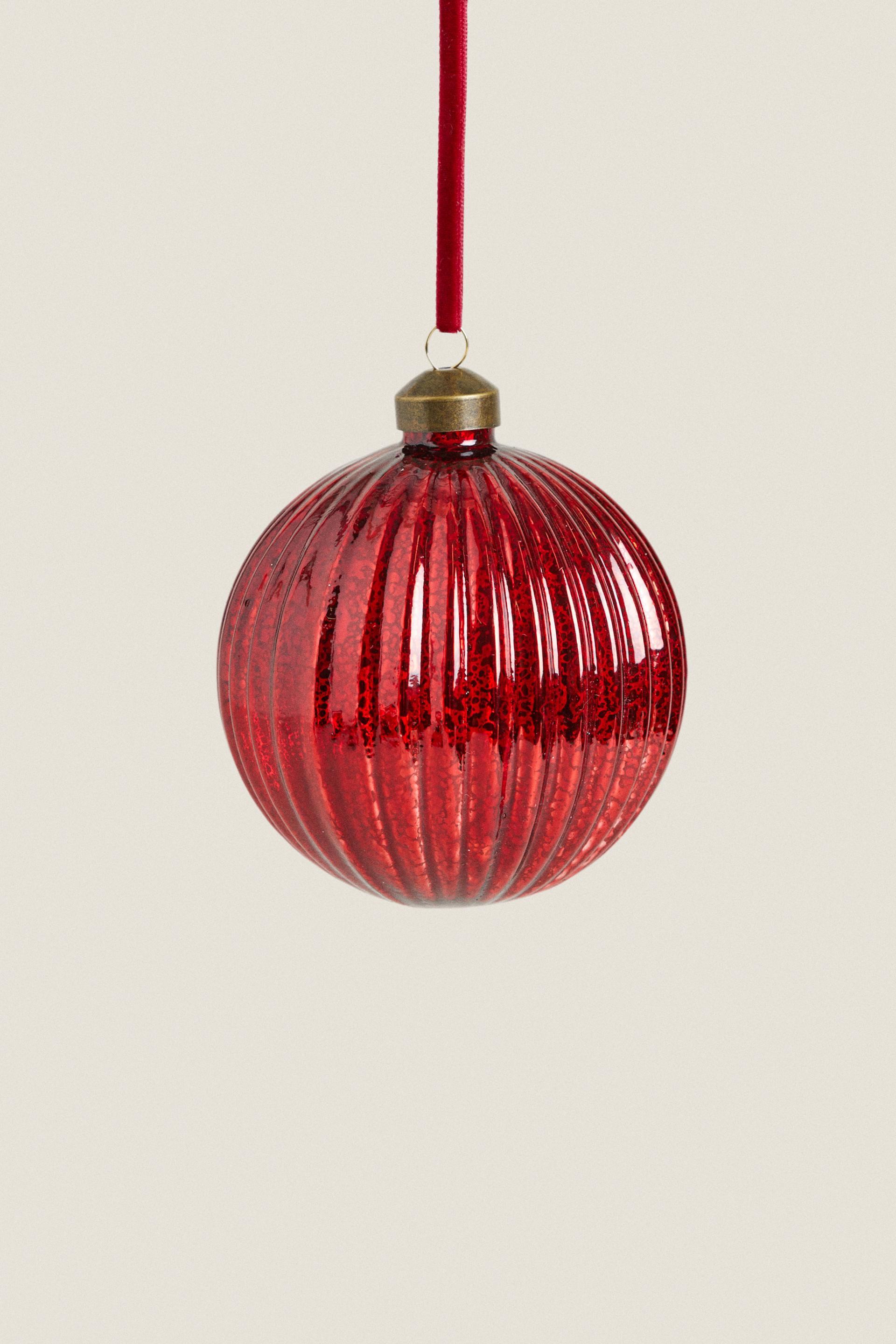 

Glass christmas bauble decoration with stripes