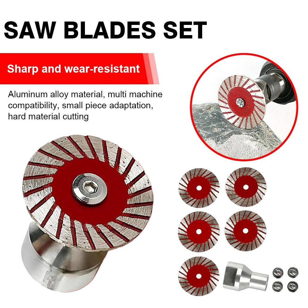 5Pcs Diamond Saw Blade Set With Adapter Cutting Disc For Stone Cement Granite Slotted Grinding Wheel Angle Grinder Power Tools