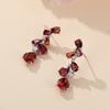 Platinum White Diamond Flower Leaf Pendant Earrings Zircon Water Drop Atmosphere