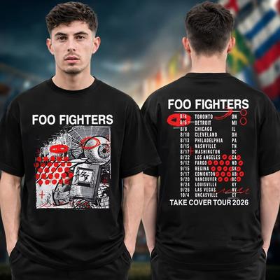 Sommer Foo Fighters Take Cover Tour 2026 Grafik Merch T-Shirt Unisex Harajuku Hip Hop Punk T-Shirt Y2K Gothic Baumwolle Oversized T-Shirts
