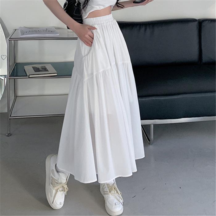 

Летняя юбка карго в стиле Ямамото для женщин, новая корейская мода, плиссированная юбка макси с эластичной талией XL белый