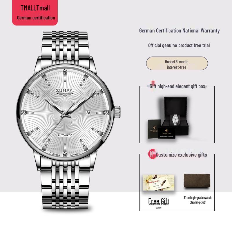 

Мужские роскошные швейцарские часы с люминесцентной подсветкой, водонепроницаемые, с механическим механизмом и стальным браслетом