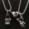 Fashion Spaceman Magnetic Attraction Couple Necklaces Friendship Jewelry Astronaut Magnet Lovers Necklace for Women Men Gift