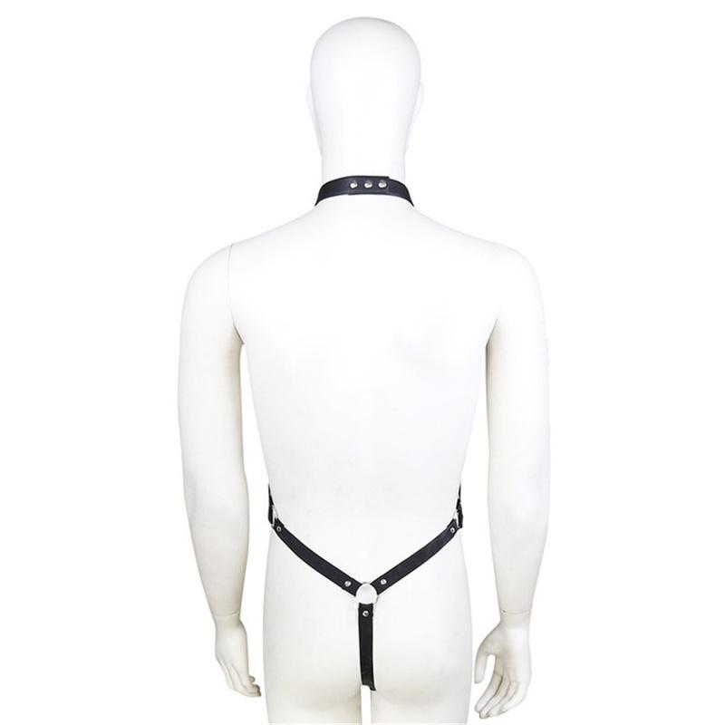 Gay Rave Harness Male Leather Lingerie Chest Crossed Harness Belts Fetish Body Bondage Clothing BDSM Sexual Straps