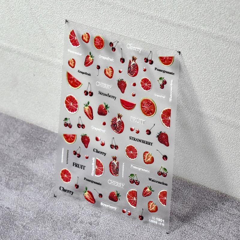 

Pomegranate Strawberry Lemon Slice Nail Art Sticker Tomoni Embossed Back Glue Japanese Style 5D Nail Sticker Fruit Ornament Pomegranate Strawberry 1901((Relief))