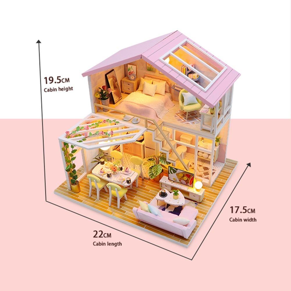 LED Light Miniature Dollhouse Kit Furniture Included Craft Dollhouse Hobbyists